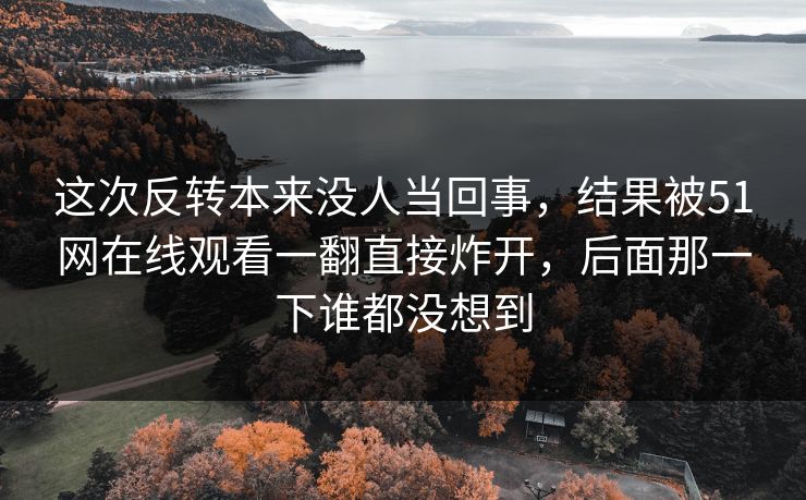 这次反转本来没人当回事，结果被51网在线观看一翻直接炸开，后面那一下谁都没想到