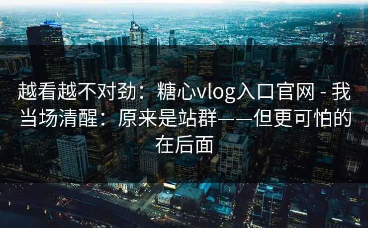 越看越不对劲:糖心vlog入口官网 - 我当场清醒:原来是站群——但更可怕的在后面 越看越不对劲:糖心vlog入口官网 - 我当场清醒:原来是站群——但更可怕的在后面