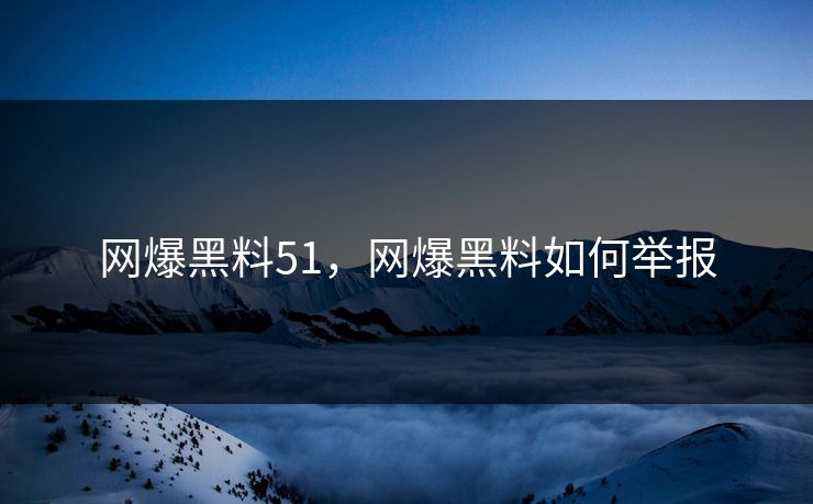 网爆黑料51，网爆黑料如何举报