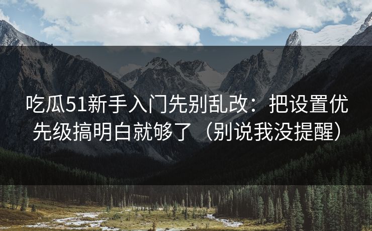 吃瓜51新手入门先别乱改:把设置优先级搞明白就够了(别说我没提醒) 吃瓜51新手入门先别乱改:把设置优先级搞明白就够了(别说我没提醒)